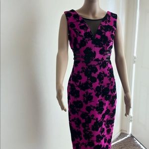 Women's Pink with Black Floral Velvet,Party Ready Dress Size 4